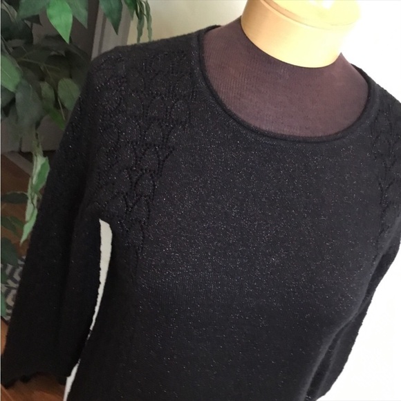 Relativity sweater Womans small black open knit with gold shimmer - Picture 9 of 12